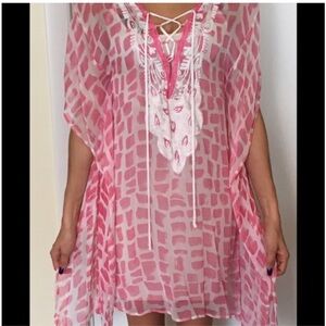 Letarte Silk embroidered tunic coverup dress size XS